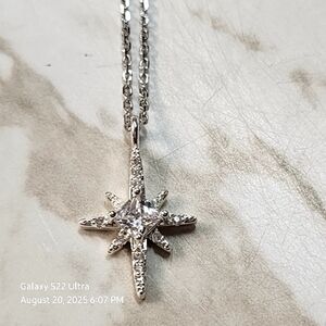 Silver Cross Star Pendant Necklace.